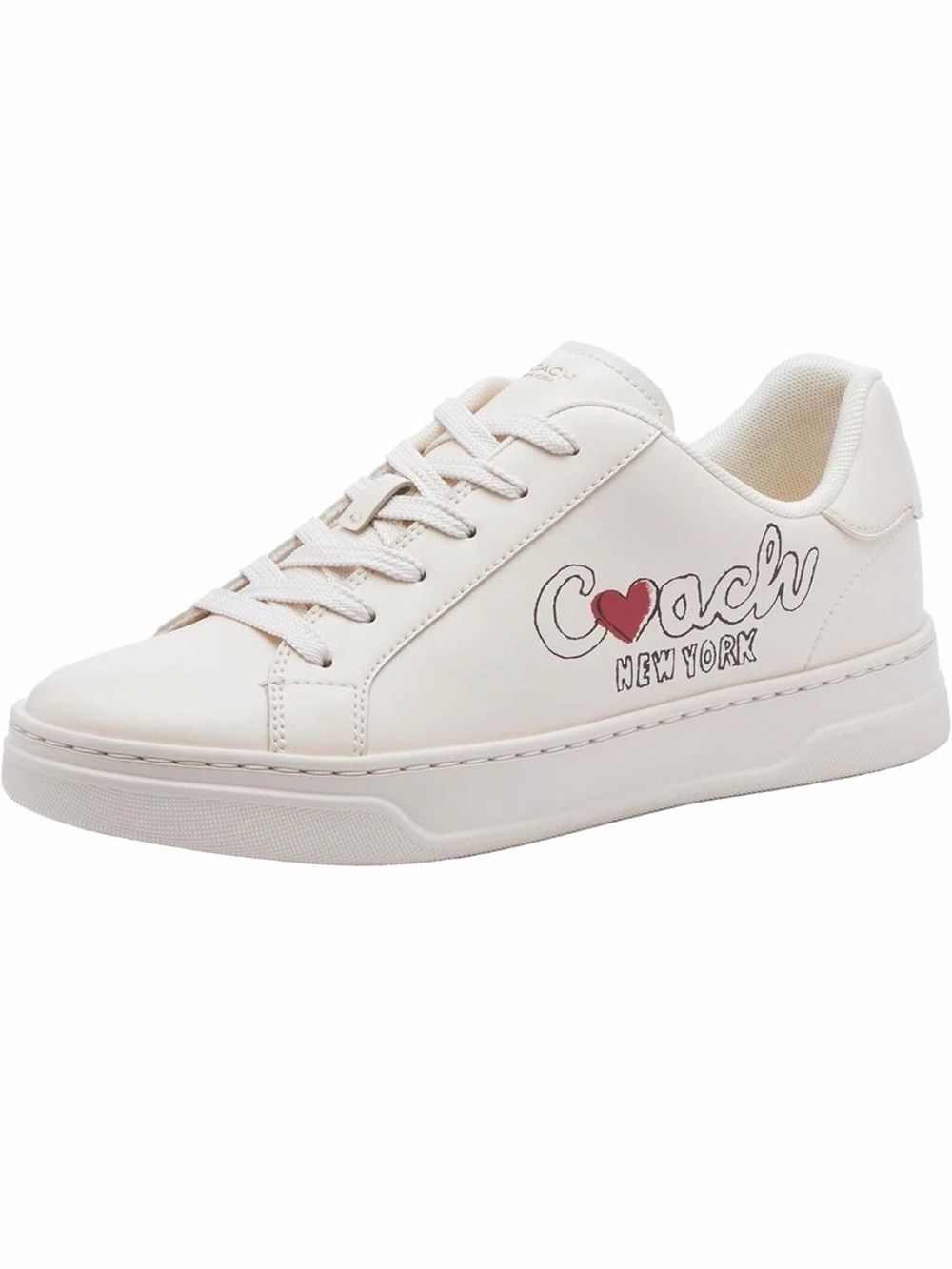 Coach High Line Sneaker with Heart  Chalk/Multi, 10 B Preowned Excellent ♥️